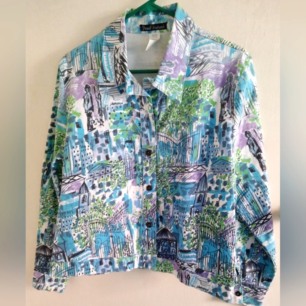 FRENCH POSTCARDS WOMEN'S/MISSES/TEENS SIZE X-LARGE LIGHT COTTON SHACKET MC